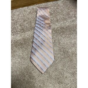 Ferucci Mens Tie Silk Orange Blue Diagonal Striped 3.78" Handmade